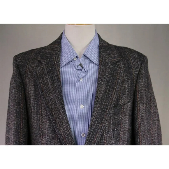 Harris Tweed JG Hook Vintage Blue/Gray Striped Heavy Scottish Wool Blazer 40R - Picture 3 of 9